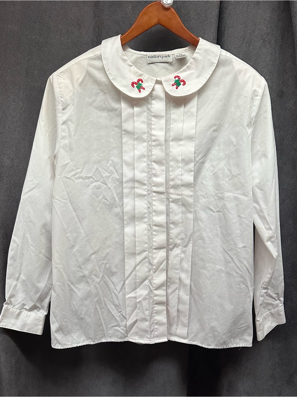 Vintage Christmas shirt blouse Peter Pan collar 90s